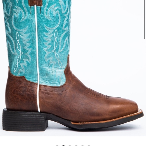 RANK45 Women's Brown and Teal Heeled Boots - Picture 4 of 10